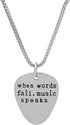 Art Attack When Words Fail Music Speaks Chain Necklace, Electric Guitar Pick Rock N Roll Love Metal Pendant Charm (Silver)...