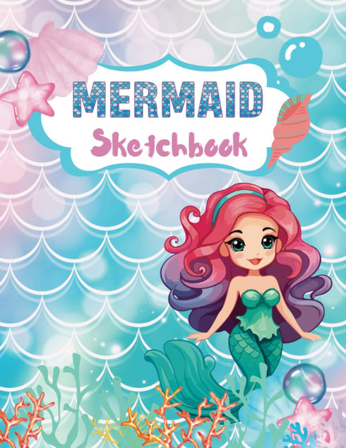 Mermaid Sketchbook: Blank Notebook for Girls, 120 blank pages, 8.5 x 11 inch...
