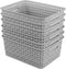 6-Pack Plastic Weave Storage Basket, Storage Basket Sets, Light Gray...