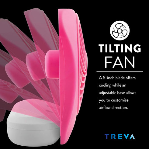 O2COOL Treva 5 Inch Battery Powered Fan Portable Desk Fan 2 Cooling Speeds with Compact Folding & Tilt Design Cubicle Accessories Small Portable (...