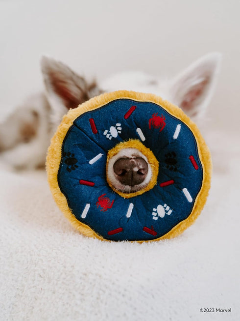 ZippyPaws Marvel Jumbo Donutz - Interactive Donut Pet Toys for Dogs & Puppies, No Stuffing, Durable Squeaky Toy for Small & Medium Breed - Spider-...