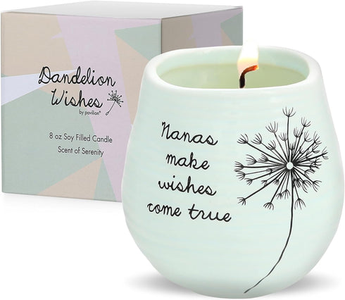 Pavilion Gift Company - Dandelion Wishes 77148 Ceramic Candles Nanas Make Wishes Come True Ceramic Soy Candle...