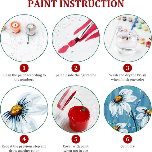 Ginkko Paint by Numbers for Adults Kids Beginners with Wooden Frame Easy Acrylic on Canvas 12x16 inch with Paints and Brushes, Vase Flower(Include...