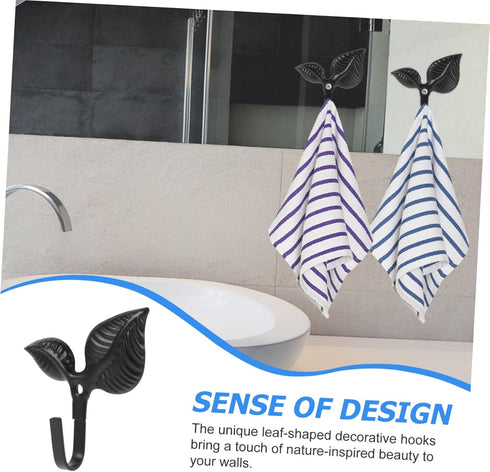 4pcs Bathroom Door Hooks Entryway Key Hook Wall Coat Hooks Wall Mount Coat Hooks Coat Towel Hooks Iron Art Hook Hat Hook Leaf Shaped Hook Decorati...