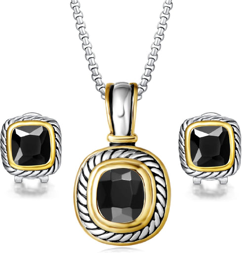 UNY Elegant Wedding Jewelry Sets CZ Crystal French Clip Earring Enhancer Pendant Designer Inspired Christmas Gifts...