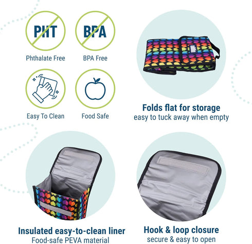 Wildkin Kids Insulated Lunch Bag – Reusable, Ideal for Hot/Cold Snacks, School & Travel - Rainbow Hearts...
