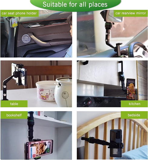 Rearview Mirror Phone Holder for Car-360° Rotatable and Retractable Car Phone Holder with Adjustable Length Upgraded Multifunctional Rearview Mirr...