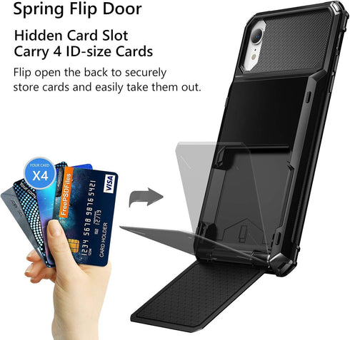 Vofolen for iPhone XR Case Wallet ID Slot Credit Card Holder Spring Pocket for Men Women Scratch Resistant Dual Layer Protective Bumper Rugged TPU...