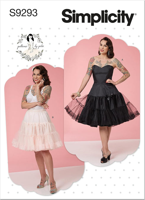 Simplicity Misses' Full Slip and Petticoat Packet, Code 9293 Sewing Pattern, Sizes 14-22, White...