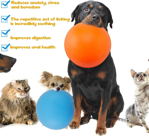 2 Pcs Silicone Dog Lick Bowl Pet Interactive Dog Slow Feeder Bowls for Oral Health Preventing Choking Anxiety Relief Wobble or Stay Put?Blue, Oran...