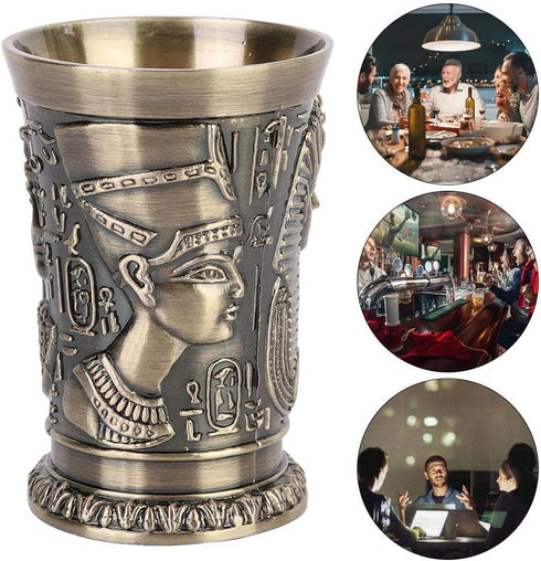 Metal Shot Glasses Vintage Wine Cup with Green Bronze Body Zinc alloy Insert for Home Ornaments KTV Wine Set...