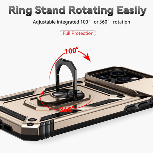 Hitaoyou Compatible with iPhone 15 Pro Case, iPhone 15 Pro Case with Camera Cover & Kickstand Military Grade Shockproof Heavy Duty Protective with...