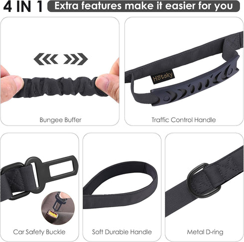 Hotsky Tactical Dog Leash Heavy Duty for Medium Large Dogs, 4-6Ft Strong Bungee Shock Absorbing Dog Leash, Padded Double Handle Military Dog Leash...
