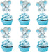 Double Sided Blue Baby Elephant Cupcake Toppers Birthday Party or Baby Shower Food Picks Decor and Party Supplies,Set of 24...
