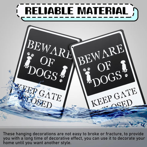 2 Pieces Beware of Dog Sign Funny Warning Decor Beware of Dogs Keep Gate Closed Signs Metal Rust Free Warning Signs Metal Tin Signs for Fence Lawn...