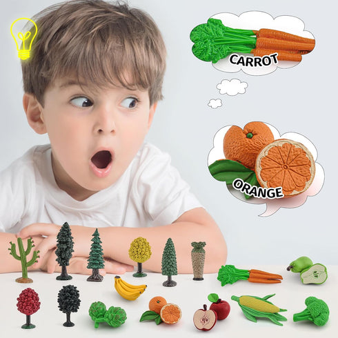 Toy Trees Toys Plastic Play Trees Vegetables and Fruits Toys for Toddlers School Projects Toys for Kids Learning Toys Realistic Food Figurines...