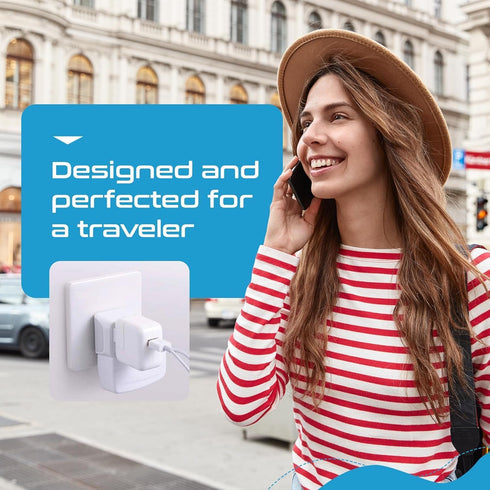 Ceptics Complete European Travel Adapter Set - 2 In 1 Usa to Europe, Germany, England, Spain, Italy, Iceland, France, (Type G, E/F, Type C) - 3 Pa...
