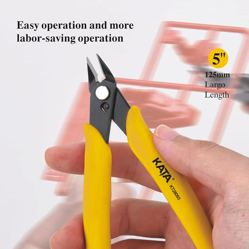 KATA 2-Pack Micro Wire Cutters, Precision Electronics Flush Cutter and Side Cutting Pliers for Electronics, Jewelry, Model Kits, Yellow...
