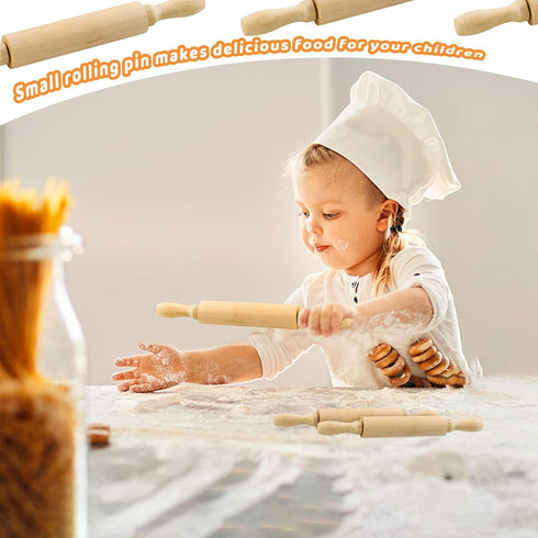 BILLIOTEAM 6 Pack 8 Inch Mini Wood Rolling Pin,Great for Children Kids Girls and Boys,Small Wooden Rollers for Art and Crafting,Baking,Cookie Doug...