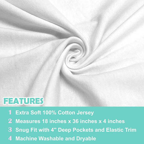 American Baby Company 2 Pack 100% Natural Cotton Fitted Cradle/Bassinet Sheets 36" x 18" - Soft, Breathable & Hypoallergenic Bed Sheets, White, Ne...