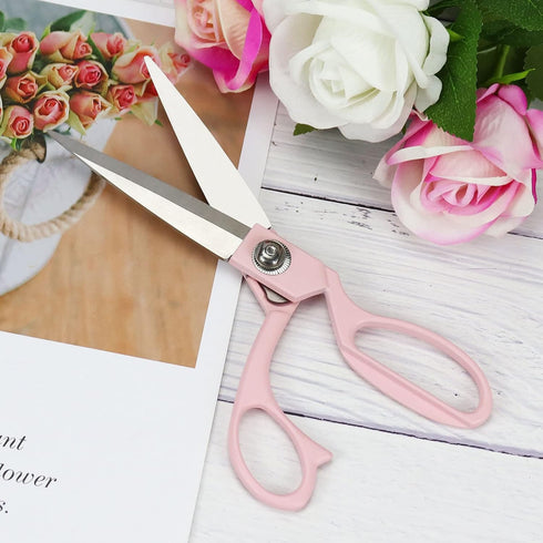 8" All Purpose Stainless Steel Scissors, Heavy Duty Ergonomic Comfort Grip Shears Sharp Pink Scissors for Office Home Household (Pink)...