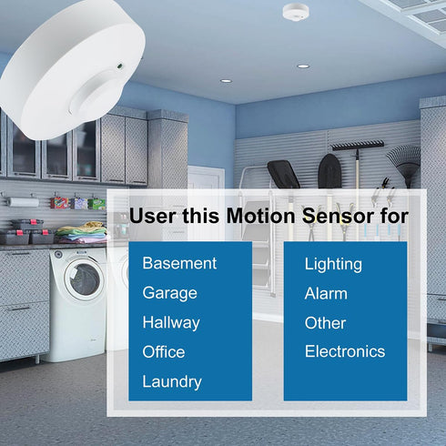 YCA2002 Ceiling Motion Sensor, 5.8 GHz Microwave Motion Detector Light Switch, Rated 800-1200W, Ceiling Mount Motion Detector, 32-ft Range, White...