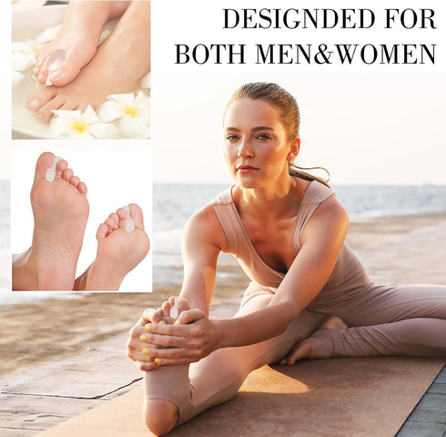 12Pcs Gel Toe Separators Soft Toe Spacers, Pain Relief Foot Toe Separator Corrector Toe Spacers for Men Women Overlapping Toes White (8L+4S) (Whit...