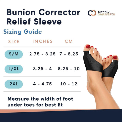 Copper Compression Bunion Corrector Relief Sleeve, Copper Infused, Orthopedic Brace Big Toe Alignment, Plantar Fasciitis, Hallux Valgus Relief - T...