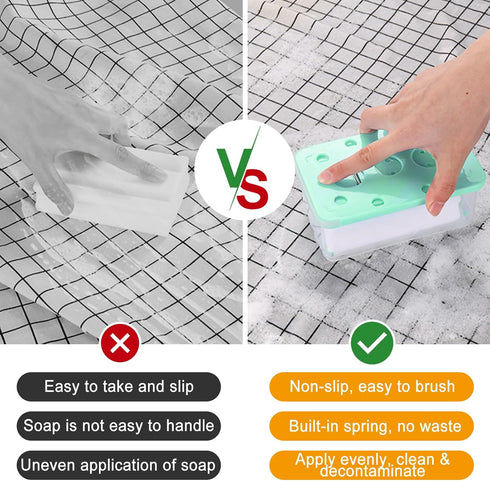 Clothes Cleaning Brush Soap Dispenser Foaming Box Multifunctional Scrubbing Brush Soap Saver Reusable Washing Brush for Laundry Shoes Carpet (Blue...