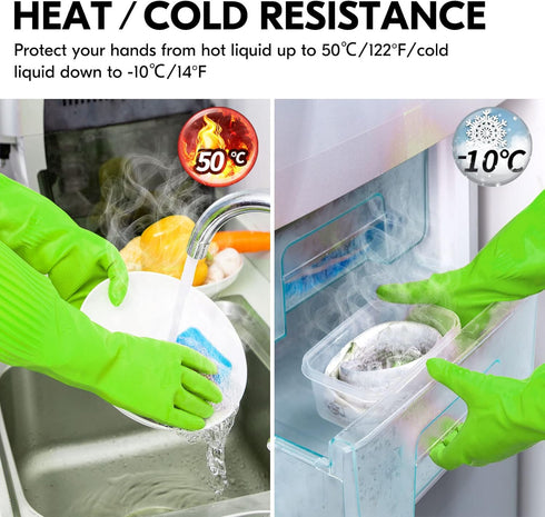 Vgo... 1-Pair Dishwashing Gloves, Reusable Household Gloves, Kitchen Gloves, Long Sleeve, Thick Latex, Cleaning, Washing, Working, Painting, Garde...