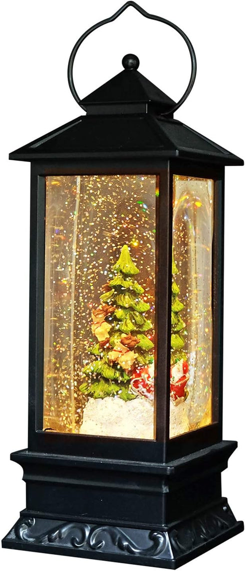 Eldnacele 12" Christmas Musical Snow Globe Lantern USB Lined Batteries Operated Water Glittering Lighted Lantern Santa Claus with 6H Timer Centerp...