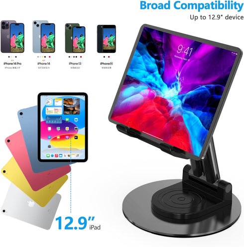 Foldable Cell Phone Stand,360 Degree Rotating Desktop Adjustable Phone Holder for Office Desk Accessories?Compatible with Phone15, Stand Fits All ...