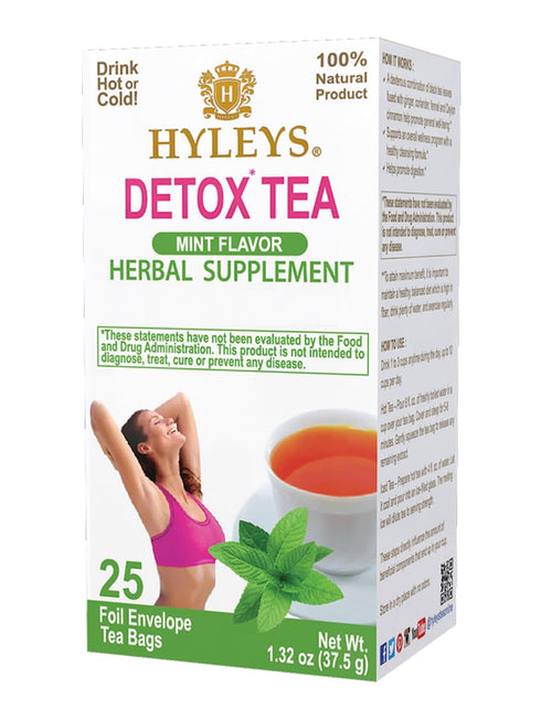 Hyleys Detox Tea for Cleanse - Green Tea with Mint, Ginger & Fennel - Supports Digestion & Detox - 25 Tea Bags (1 Pack)...
