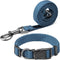 Blue Dog Collar and Leash Set, Breathable Bamboo Fiber Adjustable Dog Collar and 4Ft Dog Leash for Medium Dog Daily Walking...
