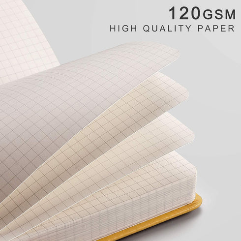 EMSHOI Graph Paper Notebook - 256 Pages A5 Graph Notebook/Journal, Square Grid Notebooks for Work, 120gsm Thick Paper, Executive Hardcover Leather...