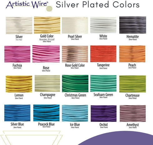 Artistic Wire 32 mm Plated Tarnish Resistant Colored Copper Craft Wire, 28 Gauge, 40 yd, Silver Blue...