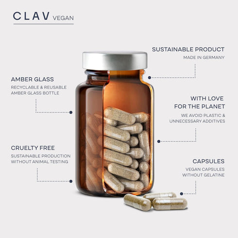 CLAV® Siberian Ginseng - 900mg Eleuthero Root Powder - Energy Supplement - Reduction of Tiredness & Fatigue - 60 Ginseng Capsules - Made in German...
