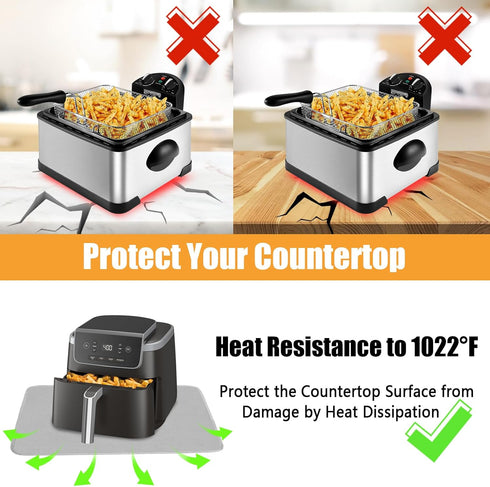 Heat Resistant Mat for Air Fryer,Deep Fryer,Oven,Gray 15x18in Hot Pads for Kitchen Counter Heat Protector,Deep Fryer Coffee Machine Accessories,Un...