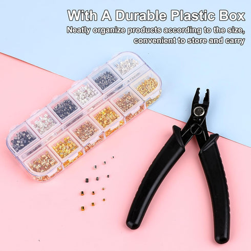 2200PCS Jewelry Crimp Beads Crimp Tubes with Crimping Pliers Crimping Beads for Jewelry Making Beading Supplies Jewelry Making Tools for Earring N...