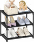3 Tier Small Shoe Rack, Narrow Stackable Kids Toddler Adult Shoe Storage Organizer Shelf for Closet Floor Front Door Entrance Entryway, Free Stand...