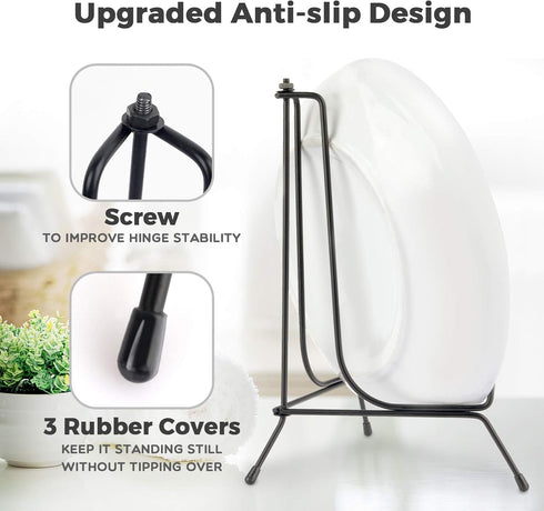 Mocoosy 4 Pack 8 Inch Improved Anti-Slip Plate Stands for Display, Plate Holder Display Stand, Picture Frame Holder Stand, Black Iron Easel Stands...