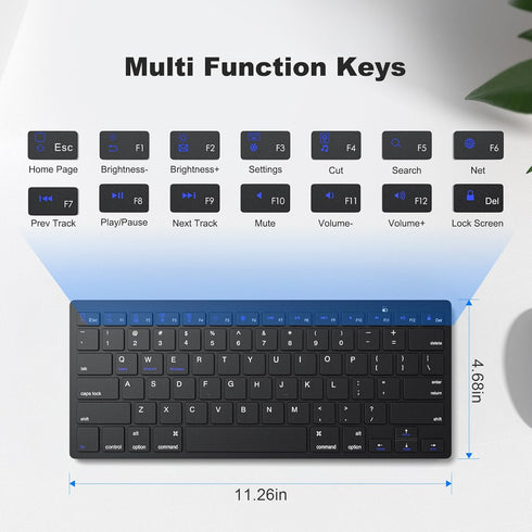 MOFII Bluetooth Keyboard, Ultra-Slim Wireless Computer Keyboard for iPad/iPad Air/iPad Pro/iPad Mini, iPhone, Tablet, Laptop, Compatible with iOS,...