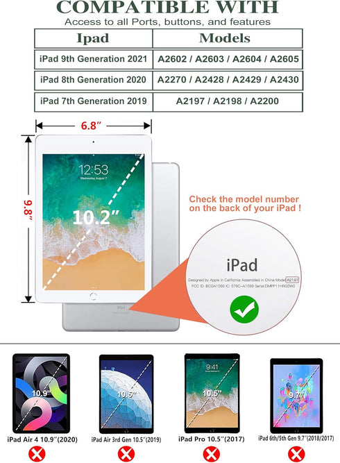 Vimorco iPad 9th Generation Case, Case for iPad 8th/7th Gen, iPad 10.2 inch Cover 2021/2020/2019, Adjustable Stand Auto Wake/Sleep Smart Case, Blu...