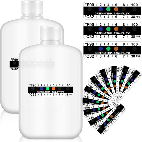 12 Pieces Urine Test Complete Kit Include Empty Bottles with Temperature Test Strip Urine Test Strip Portable Travel Bottle Adhesive Thermometer S...