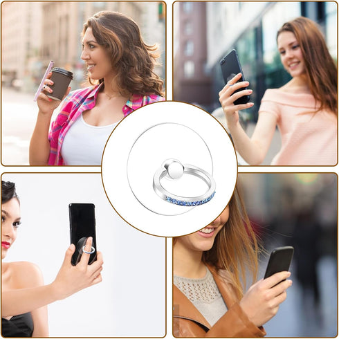 5 Pcs Phone Ring Holder Grip Diamond Cell Phone Ring Holder Stand Transparent Phone Rings Holder Grip 360°Rotation Finger Ring Stand Compatible wi...