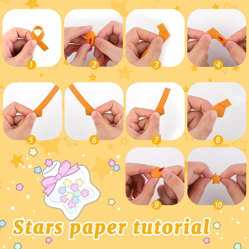 Bouiexye 540 Sheets Star Paper, Yellow Solid Color Gradient Color Paper Star Strips Double Sided Lucky Origami Star Paper Strips for Hand Art Craf...
