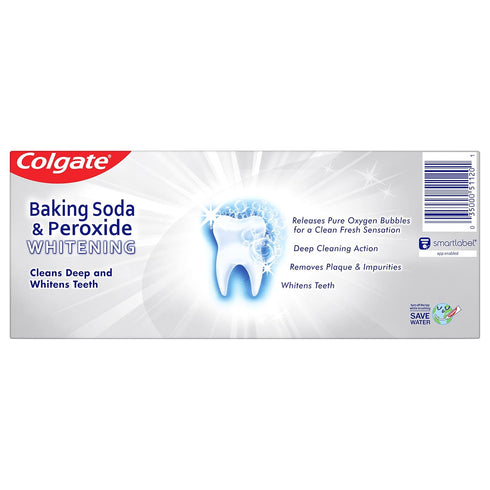 Colgate Baking Soda & Peroxide Toothpaste - Whitens Teeth, Fights Cavities & Removes Stains, Brisk Mint, 6 Ounce (Pack of 2)...