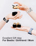 JR.DM 11-Pcs Super Bling Watch Charms with 9-Pcs Decorative Rings Loops 2-Pcs Decoration, Compatible with Apple Watch Band Metal Diamond Sliding A...