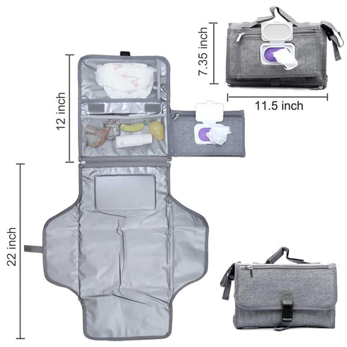 Portable Changing Pad - Detachable Travel Changing Pad with Head Pillow and Baby Wipes Pocket - Fully Padded, Extended Cushioned Portable Diaper C...