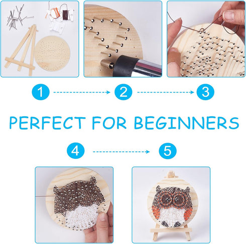 WEBEEDY String Art Kit with 3D Owl, Embroidery Kits Craft Kit DIY Nail String Art Kit for Adults Beginner Winding Lines Painting Art Kit Projects ...